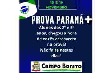 Campo Bonito - Prova Paraná acontece nos dias 18 e 19 de novembro